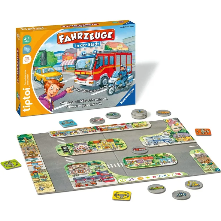 Ravensburger tiptoi Spiel 00127 'Fahrzeuge in der Stadt', ab 3 Jahren, Zuordnungsspiel, für 1-4 Spieler
