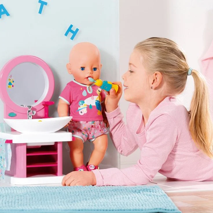 BABY born 'Bath Waschtisch' mit Licht-, Sound- und Wasserfunktion, inkl. Badezimmer-Accessoires, für Puppen mit einer Größe von 43 cm, ab 3 Jahren – Bild 3
