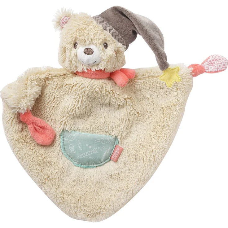 Fehn 060140 Schmusetuch Bär | Schnuffeltuch mit Bär-Köpfchen zum Greifen, Fühlen, Knuddeln und Liebhaben | Für Babys und Kleinkinder ab 0+ Monaten, Bär, Bruno – Bild 1