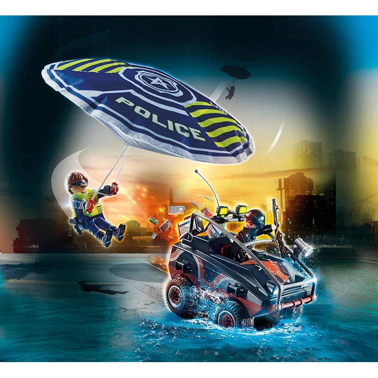 PLAYMOBIL City Action 70781 'Polizei-Fallschirm: Verfolgung des Amphibien-Fahrzeugs', 50 Teile, ab 5 Jahren – Bild 3