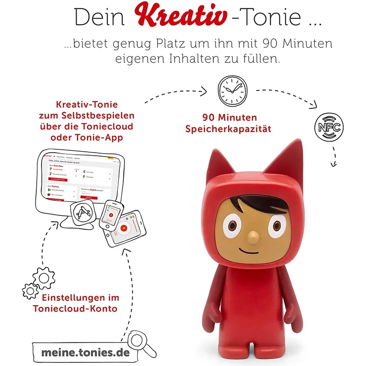 Tonies 'Kreativ-Tonie Rot (Hellbraun)', Hörfigur mit 90 Minuten Speicherkapazität für deine Musik, Geschichten, Hörbücher und eigene Audiodateien, ab 3 Jahren – Bild 5