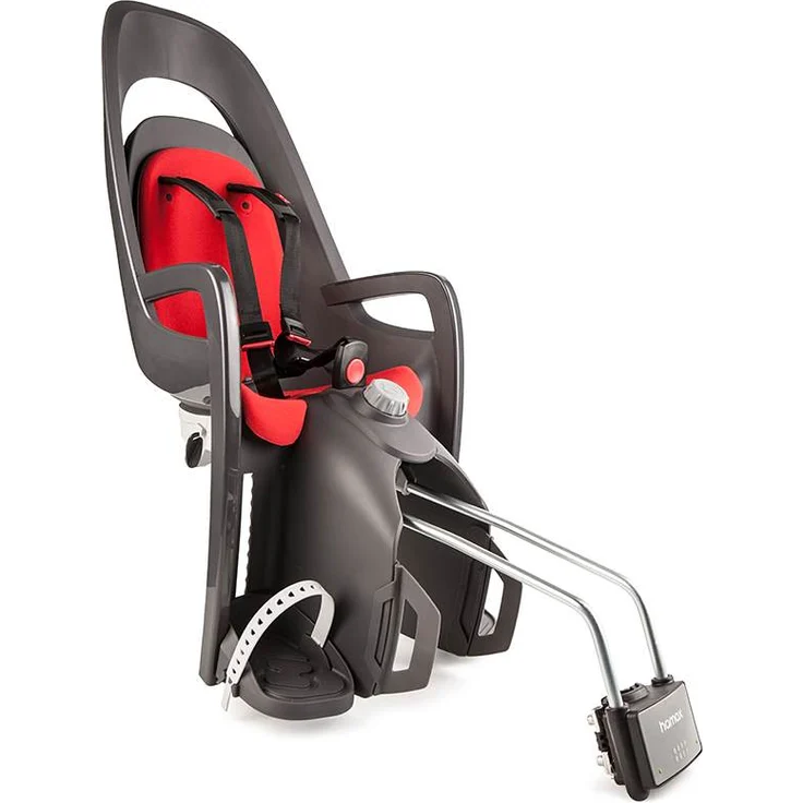 HAMAX Fahrrad Kindersitz Caress C3 mit abschließbarer Halterung - grau/rot/schwarz – Bild 1