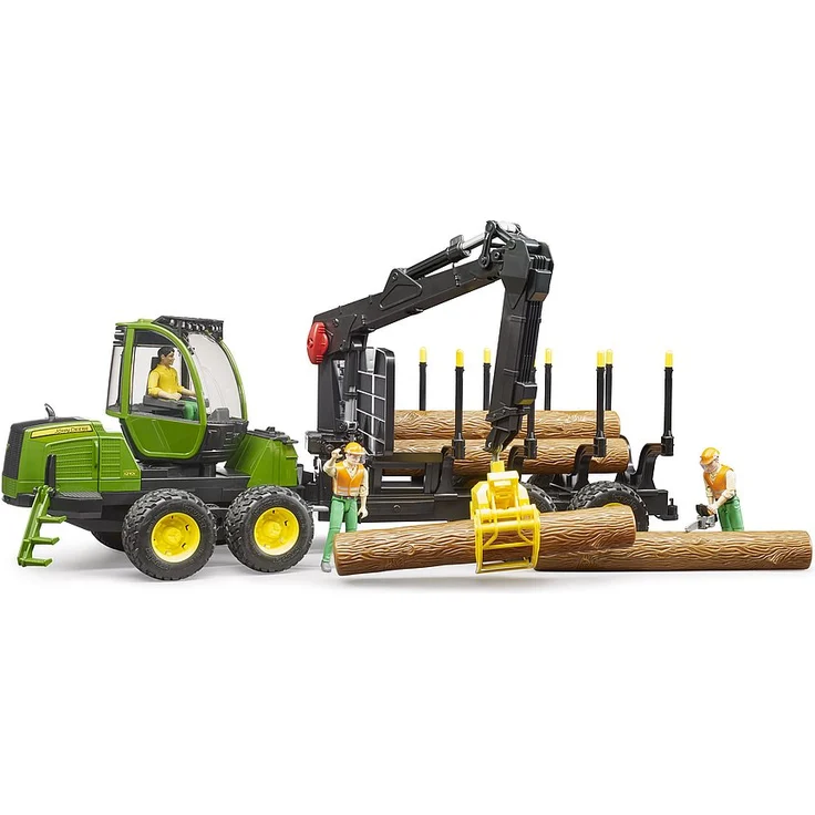 Bruder 02133 'John Deere 1210E Rückezug mit 4 Baumstämmen und Holzgreifer' Spielfahrzeug, um 360° schwenkbar, 64,0 × 16,4 × 22,5 cm, ab 4 Jahren - Preisvergleich – Bild 2