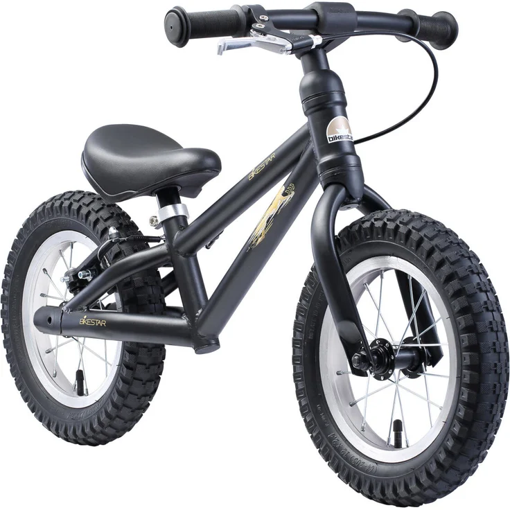 BIKESTAR '12 Zoll Mountain Kinderlaufrad', ab 3 Jahren, für Kinder ab 93 cm Körpergröße, bis 30 kg belastbar, inkl. Bremse, schwarz – Bild 1