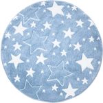carpet city Kinderteppich Glanzgarn mit Sterne in Blau 160 cm Rund