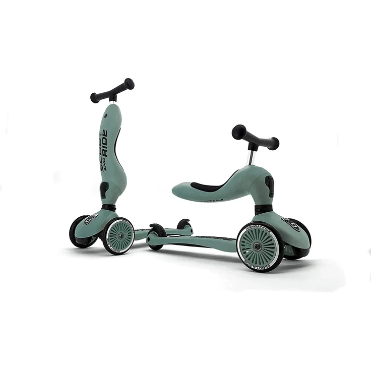 Scoot & Ride 'Highwaykick 1' Kickboard, ab 12 Monaten, 3-fach höhenverstellbar bis 64 cm, 2in1 mit Sitz, max. belastbar bis 50 kg, forest – Bild 3