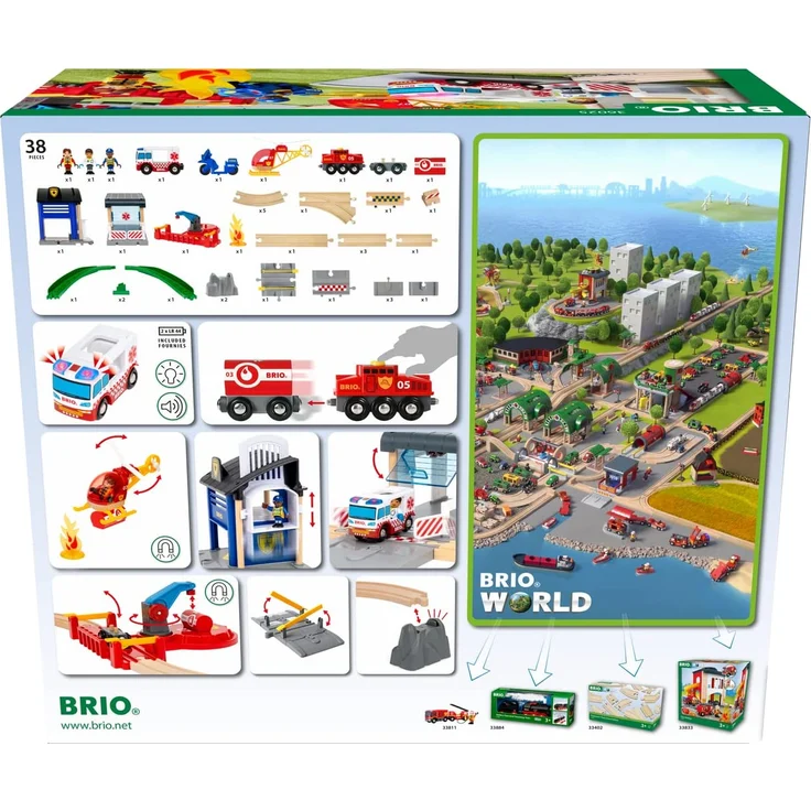 BRIO World 36025 Polizei und Feuerwehr Set Deluxe - Großes Rettungskräfte-Set mit Polizeistation, Feuerwehrzug, Löschhub – Bild 3