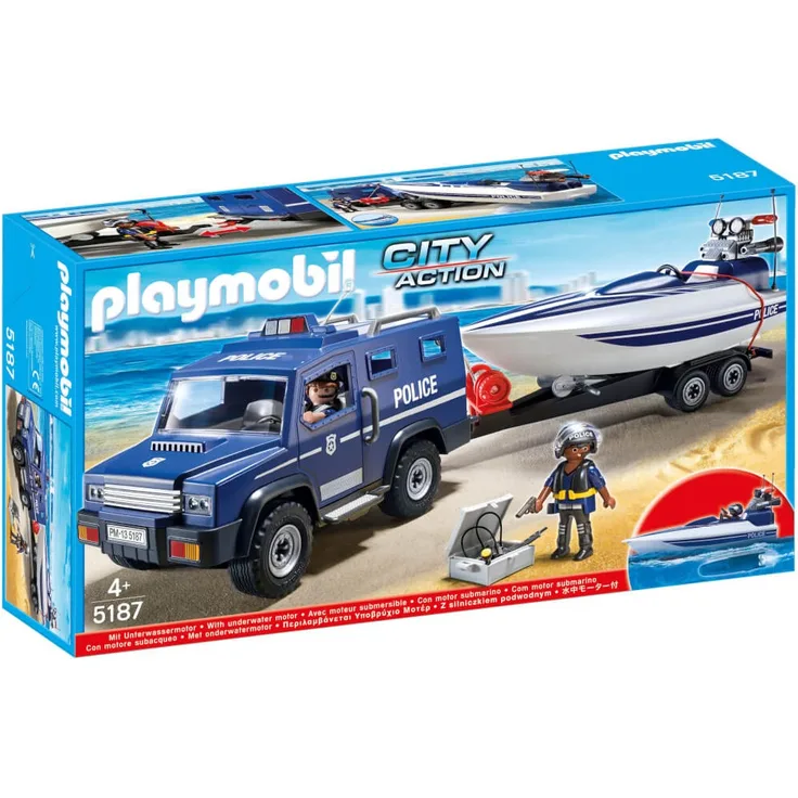 Playmobil City Action 5187 'Polizei-Truck mit Speedboot', 90 Teile, ab 4 Jahren