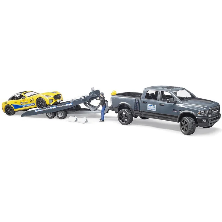 Bruder 02504 'RAM 2500 Power Wagon und Roadster Bruder Racing Team', ab 4 Jahren, 1:16, inkl. abnehmbarer Anhängekupplung – Bild 3