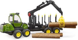 Bruder 02133 John Deere 1210E Rückezug mit 4 Baumstämmen und Holzgreifer