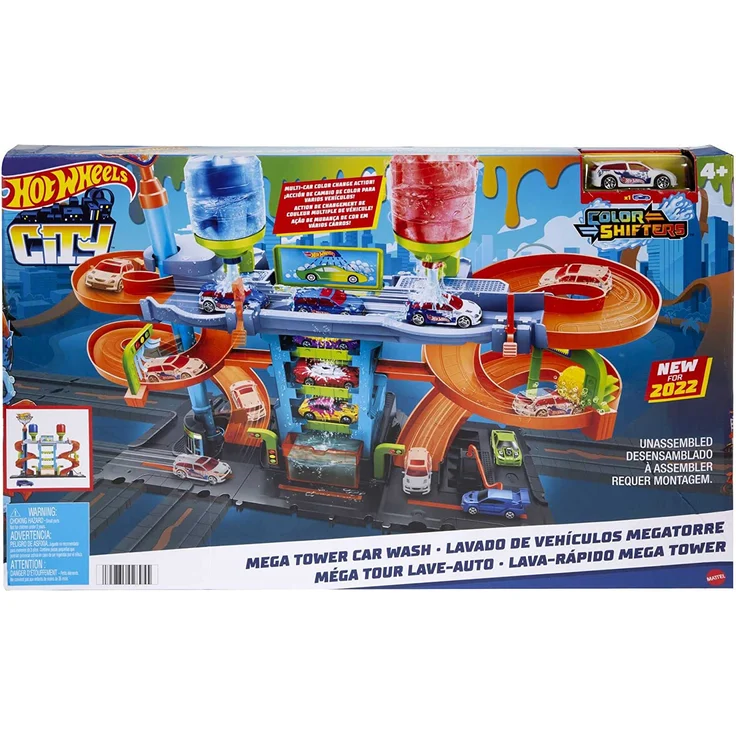 Hot Wheels City Color Shifters 'Mega Tower Auto-Waschanlage', ab 4 Jahren, inkl. 1 Fahrzeug mit Farbveränderung – Bild 2