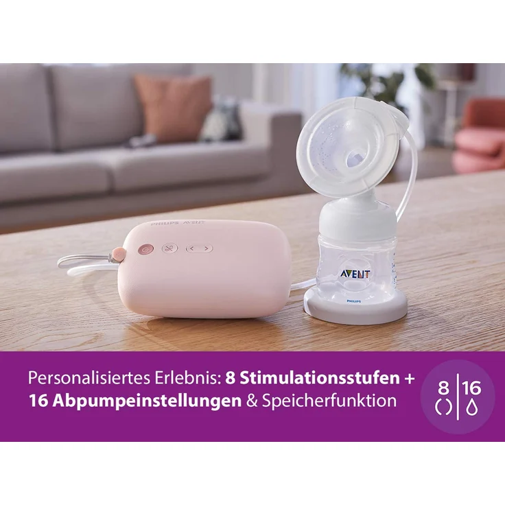Philips Avent 'SCF395/11' Elektrische Milchpumpe Rosa, inkl. leiser Motor, Einzelpumpe, Stilleinlagen, 125 ml Flasche – Bild 7