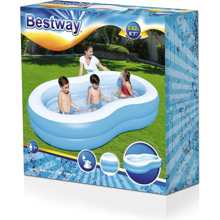 Bestway 'Family Pool Lagune', 262 x 157 x 36 cm, ab 3 Jahren, extra breite Seitenwände, stabile Konstruktion – Bild 3