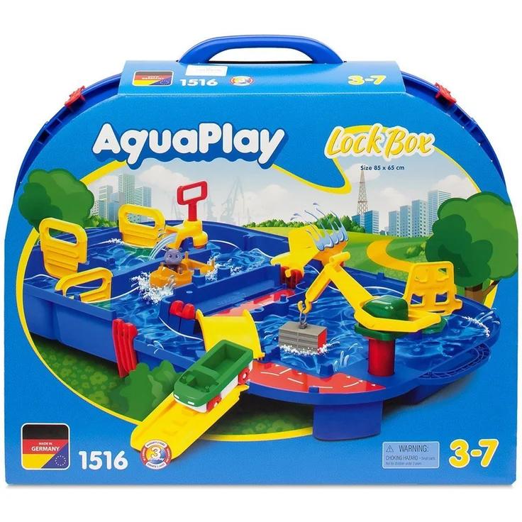 AquaPlay 'Aquabox mit Schleuse' Wasserbahn, 85 x 65 x 22 cm, inkl. Kran, Wasserrad, Amphibienauto und Spielfigur, LockBox – Bild 12