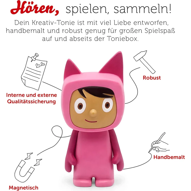 Tonies 'Kreativ-Tonie Pink (Hellbraun)', Hörfigur mit 90 Minuten Speicherkapazität für deine Musik, Geschichten, Hörbücher und eigene Audiodateien, ab 3 Jahren – Bild 4