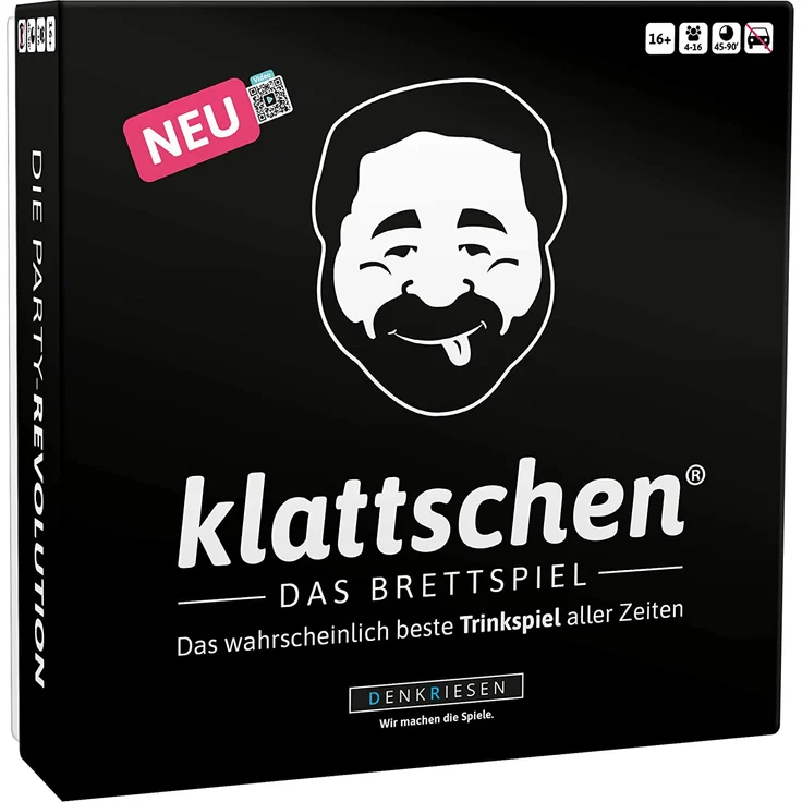 DENKRIESEN 'klattschen® - Trinkspiel - DAS BRETTSPIEL - Das wahrscheinlich beste Trinkspiel aller Zeiten' Brettspiel, ab 16 Jahren, 4 - 16 Spieler, 45 - 90 min Spielzeit – Bild 1