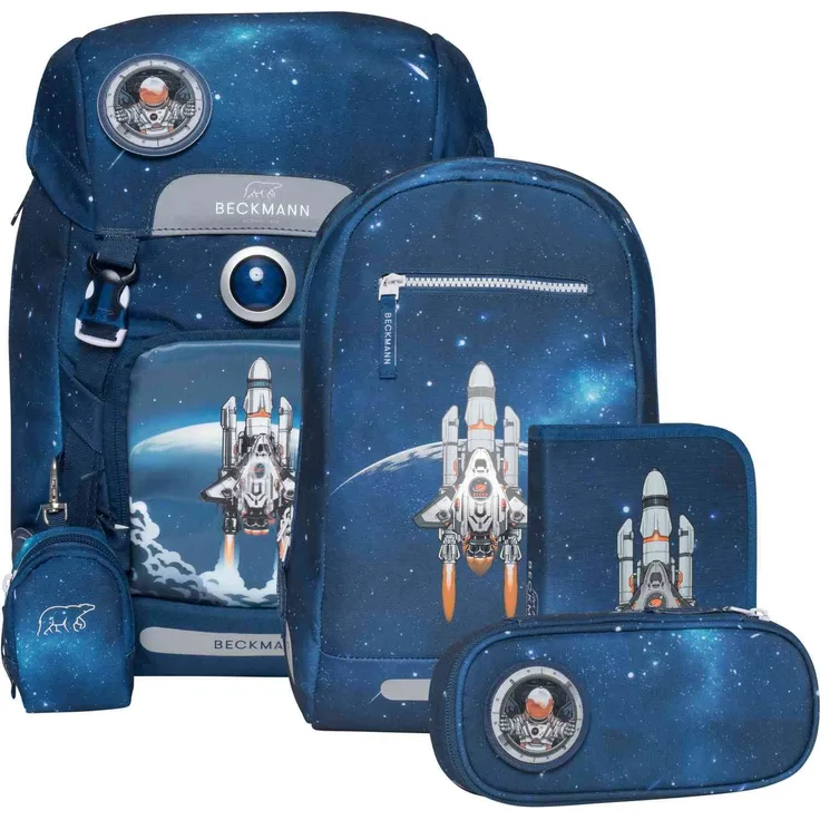 BECKMANN 'Schulrucksack Set Classic Space Mission', 6-teilig, 22 Liter, 940 g, blau
