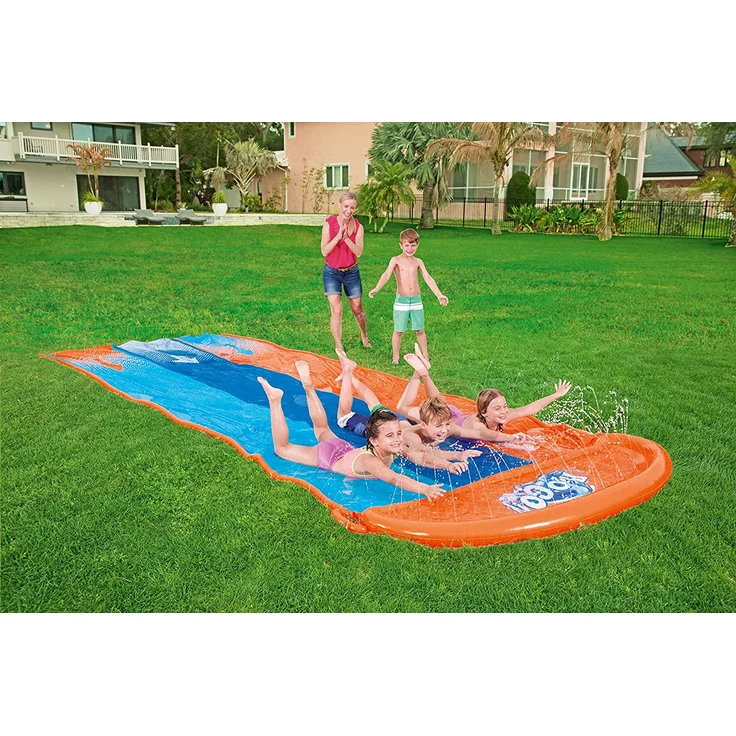 Bestway H2OGO! 'Triple' 3er-Wasserrutsche, 488 x 207 cm, integrierter Wassersprinkler, einfacher Anschluss an Gartenschlauch – Bild 10