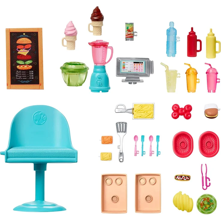 Barbie GMW07 Food Truck Fahrzeug Spielset mit 30+ Zubehörteile, Mädchen Spielzeug ab 3 Jahren – Bild 2