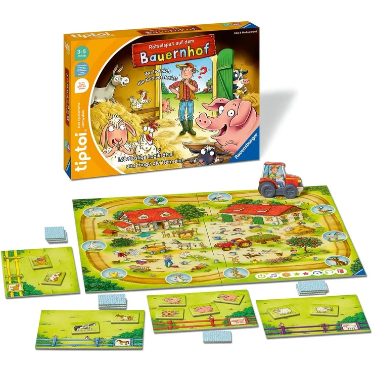 Ravensburger tiptoi Spiel 00125 'Rätselspaß auf dem Bauernhof' Lernspiel, ab 3 Jahren, lehrreiches Logikspiel für Jungen und Mädchen, für 1-4 Spieler – Bild 1