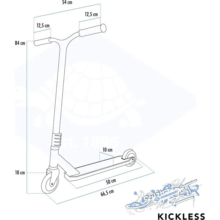 Schildkröt 'Stunt Scooter Kickless - Sunset', ab 8 Jahren, Lenkerhöhe 84 cm, 360 Grad Drehung, max. belastbar bis 100 kg, schwarz/blau – Bild 6