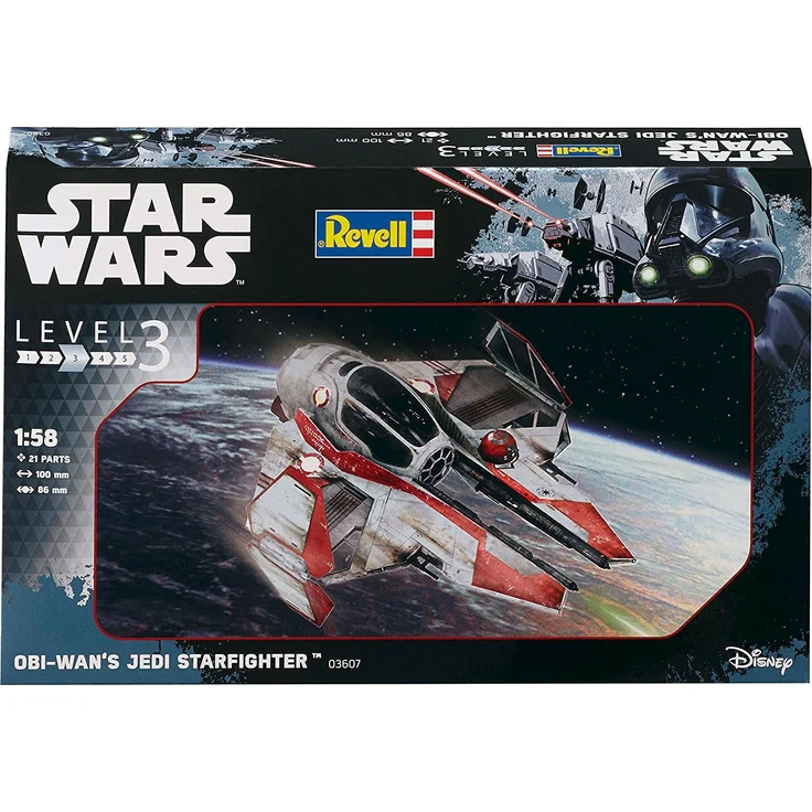 Revell Modellbausatz Star Wars Obi Wan's Jedi Starfighter im Maßstab 1:58, Level 3, originalgetreue Nachbildung mit vielen Detai – Bild 2