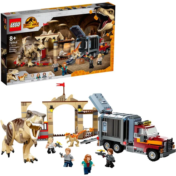 Lego Jurassic World 76948 'T. Rex & Atrociraptor: Dinosaurier-Ausbruch', 466 Teile, ab 8 Jahren