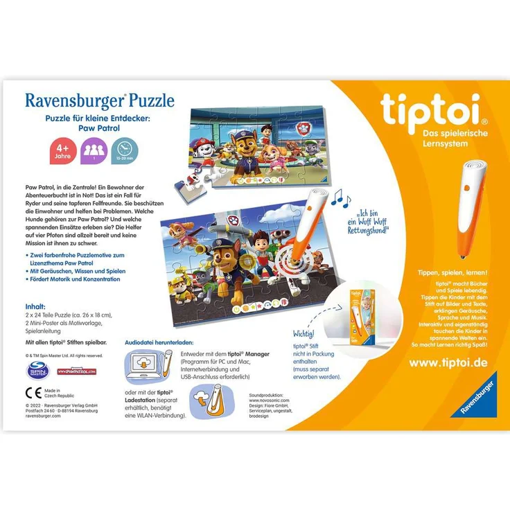 Ravensburger - tiptoi® Puzzle für kleine Entdecker: Paw Patrol - Preisvergleich – Bild 2