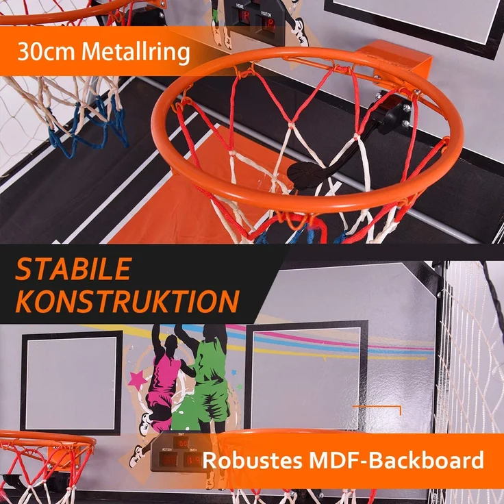 COSTWAY 'Doppelspiel Basketball Automat Basketballkorb Basketballständer Basketballspiel', Spiel für bis 4 Spieler, inkl. 4 Basketbällen, 1 Basketball Luftpumpe, 2 Basketballkörbe & Netz, LCD Anzeige und 2 Sensoren – Bild 6