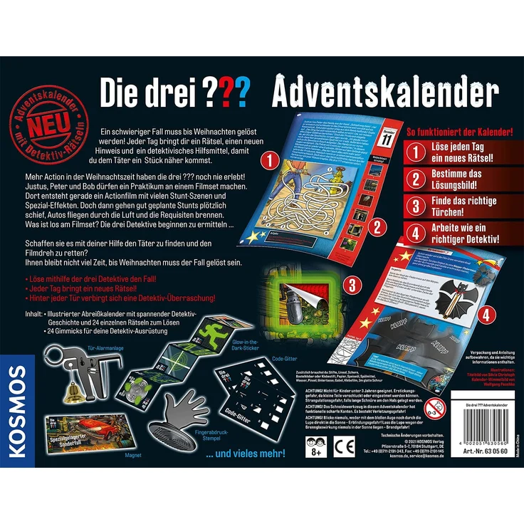 KOSMOS ‎630560 'Die drei ??? Adventskalender, Löse die 24 spannenden Rätsel und rette den Film-Dreh' ab 8 Jahren – Bild 2