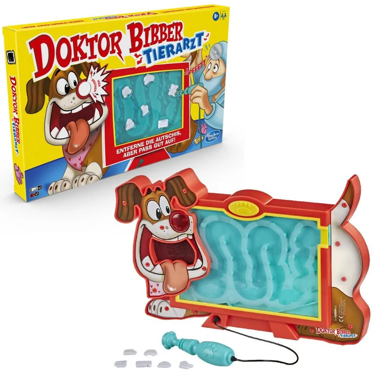 Hasbro 'Doktor Bibber Tierarzt' Geschicklichkeitsspiel, ab 6 Jahren, 2+ Spieler, mit Geräuschfunktion – Bild 1