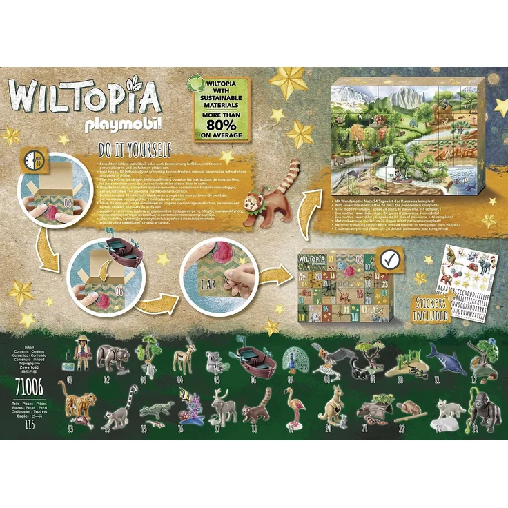 playmobil Wiltopia 71006 'DIY Adventskalender: Tierische Weltreise', 115 Teile, ab 4 Jahren – Bild 3
