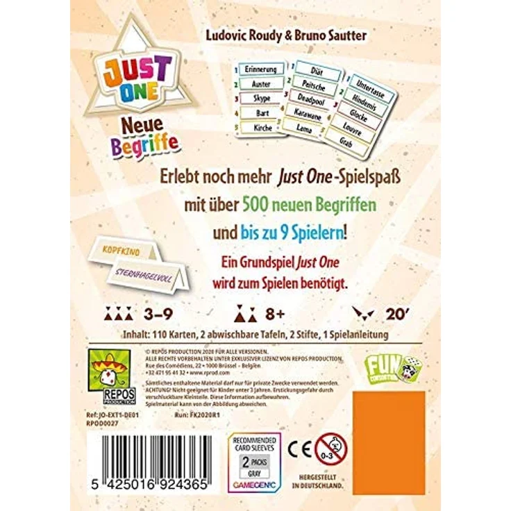 Asmodee Repos Production 'Just One - Neue Begriffe' Spielerweiterung, über 500 neue Begriffe, 3-9 Spieler, ab 8 Jahren - Preisvergleich – Bild 2