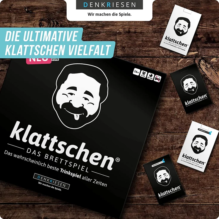 DENKRIESEN 'klattschen® - Trinkspiel - DAS BRETTSPIEL - Das wahrscheinlich beste Trinkspiel aller Zeiten' Brettspiel, ab 16 Jahren, 4 - 16 Spieler, 45 - 90 min Spielzeit – Bild 7
