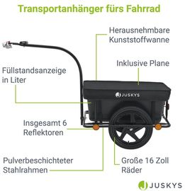 Juskys Fahrradanhänger für Fahrrad 40 kg Zuladung