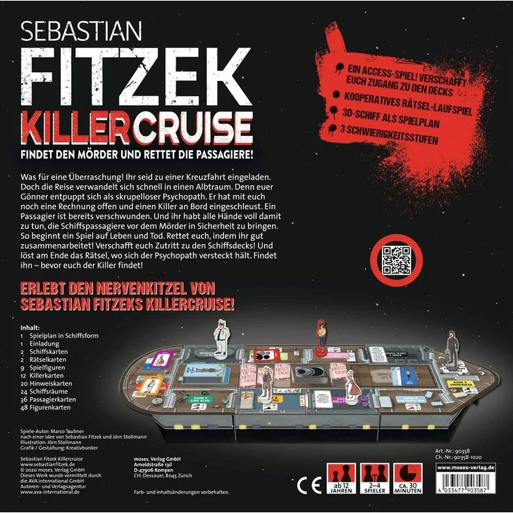 Moses 'Sebastian Fitzek - Killercruise' Brettspiel, ab 12 Jahren, 2 - 4 Spieler, ca. 30 min Spielzeit – Bild 7