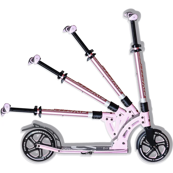 Six Degrees 569 'Aluminium Scooter 205 mm' Scooter, ab 6 Jahren, 5-fach höhenverstellbar bis 102 cm, klappbar, max. belastbar bis 100 kg, pastellrosa – Bild 5