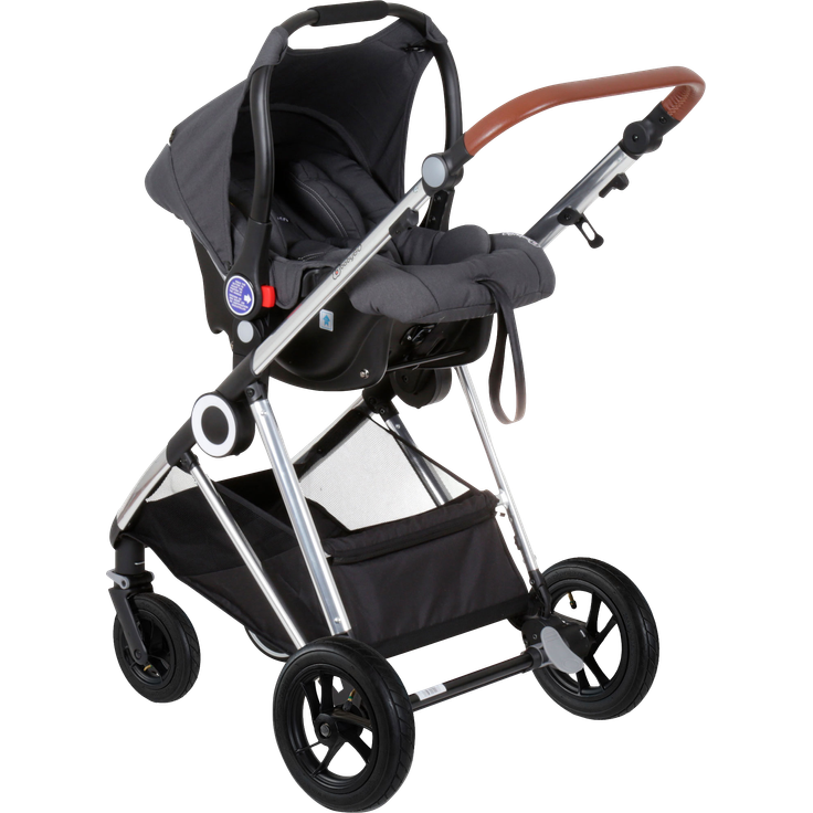 BabyGO 'Halime Air' Kombikinderwagen 4plusin1 Grau / Gestell Silber inkl. Sitz, Wanne, Babyschale, Wickeltasche, Adapter, Fußsack, Regenfolie – Bild 5
