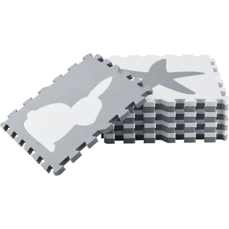 Juskys 'Timon' Puzzlematte, 36 Teile mit 16 Tieren in grau weiß, rutschfest & abwischbar – Bild 4