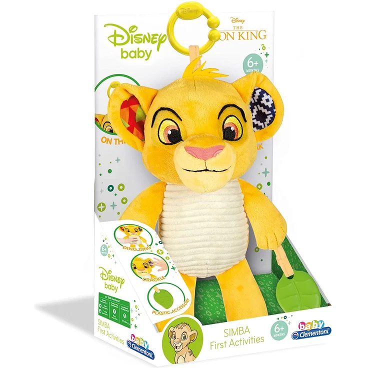 Clementoni 17296 Disney Baby – König der Löwen Aktivitäts-Plüsch, kuscheliges Lernspielzeug, Plüschtier zur Entwicklung der Sensorik & des Tastsinns, für Babys ab 6 Monaten