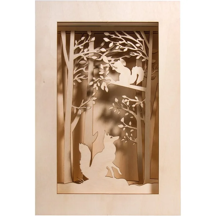 Holzbausatz 3D-Motivrahmen, Wald, 20x30x6,6cm, 15-tlg, 1Set