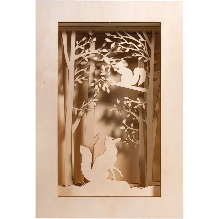 Holzbausatz 3D-Motivrahmen, Wald, 20x30x6,6cm, 15-tlg, 1Set