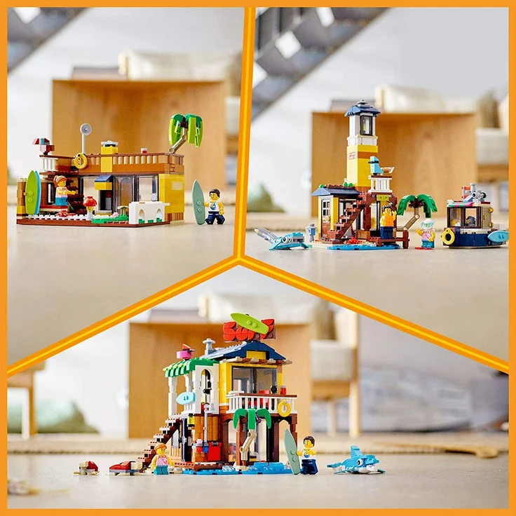 LEGO Creator 3-in-1 31118 'Surfer-Strandhaus', 564 Teile, ab 8 Jahren, drei Baumöglichkeiten, Surfer-Hütte, Leuchtturm und Poolhaus – Bild 8
