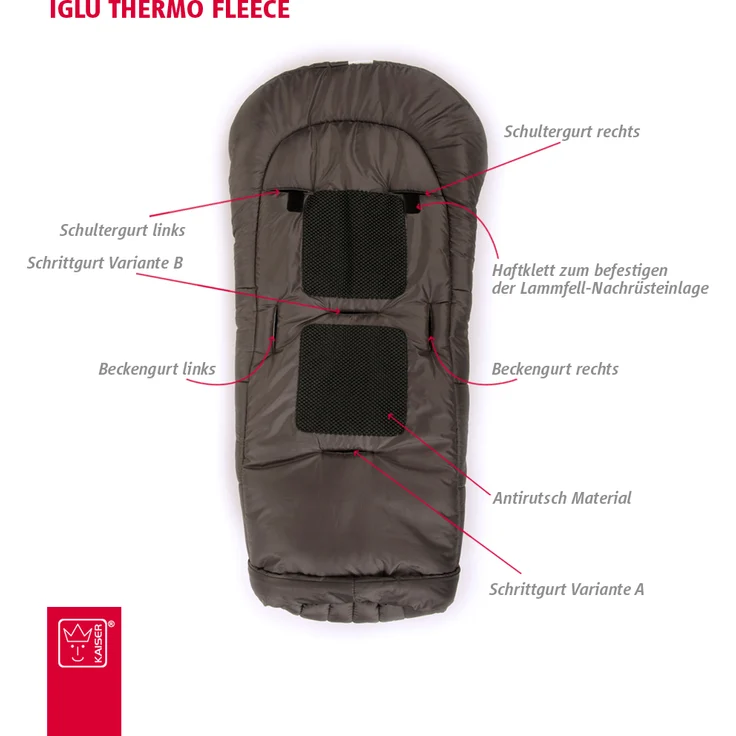Kaiser 'Iglu Thermo Fleece' Fußsack schwarz, universell einsetzbar – Bild 4