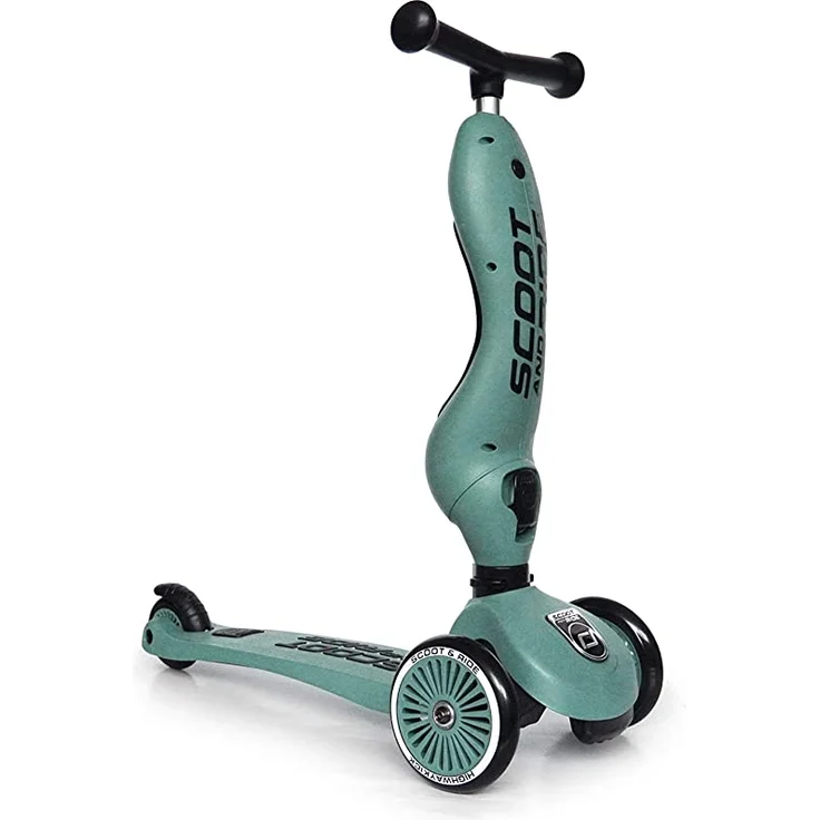 Scoot & Ride 'Highwaykick 1' Kickboard, ab 12 Monaten, 3-fach höhenverstellbar bis 64 cm, 2in1 mit Sitz, max. belastbar bis 50 kg, forest – Bild 2