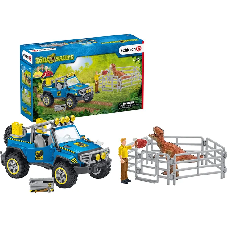 Schleich Dinosaurs 41464 'Geländewagen mit Dino-Außenposten', ab 4 Jahren, 14 Teile
