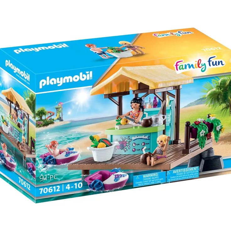 Playmobil Family Fun 70612 'Paddleboot-Verleih mit Saftbar', 91 Teile, ab 4 Jahren