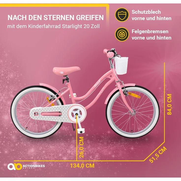 Kinderfahrrad Starlight 20 Zoll Kinder Mdchen Fahrrad rosa Kinderrad  Klingel: Tests, Infos & Preisvergleich