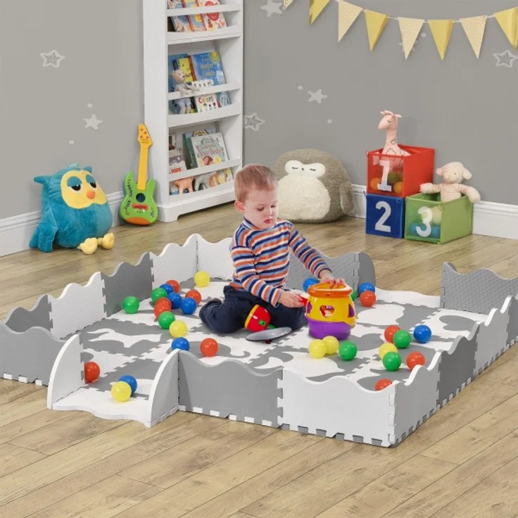 Juskys 'Timon' Puzzlematte, 36 Teile mit 16 Tieren in grau weiß, rutschfest & abwischbar – Bild 2