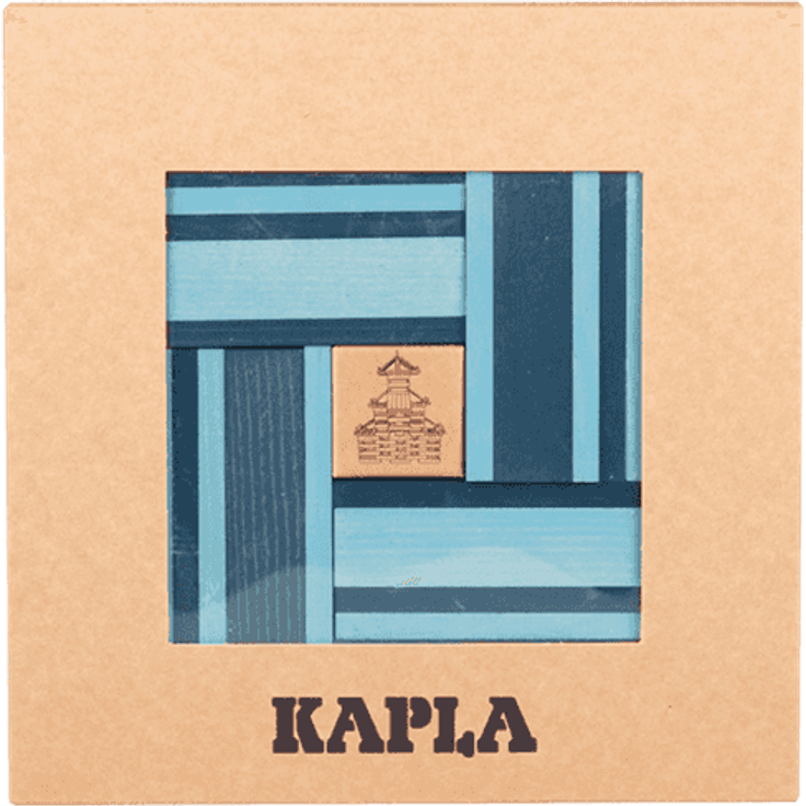 KAPLA® 40 Steine "Buch und Farben" hellblau und dunkelblau
